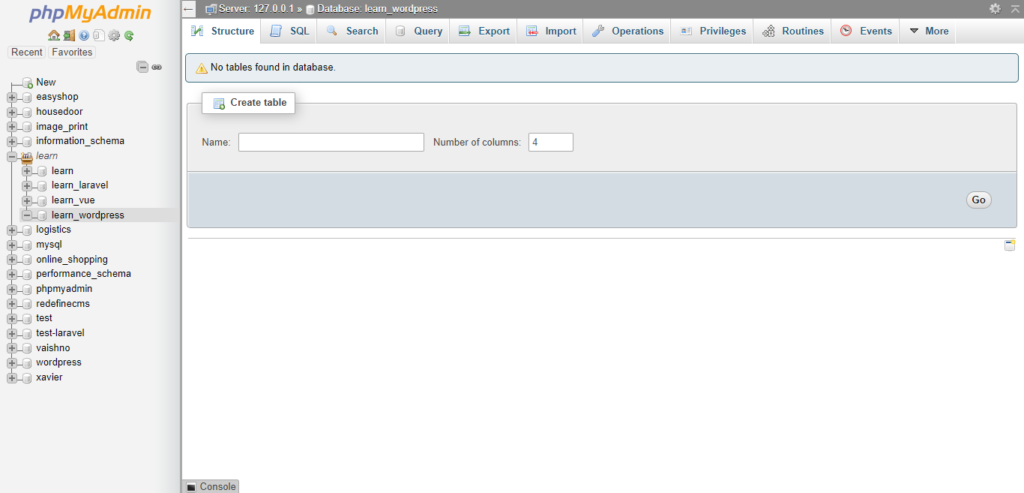 localhost phpmyadmin admin