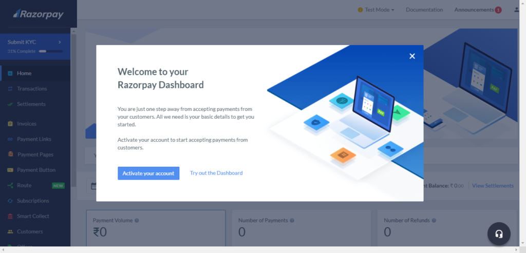 razorpay dashboard
