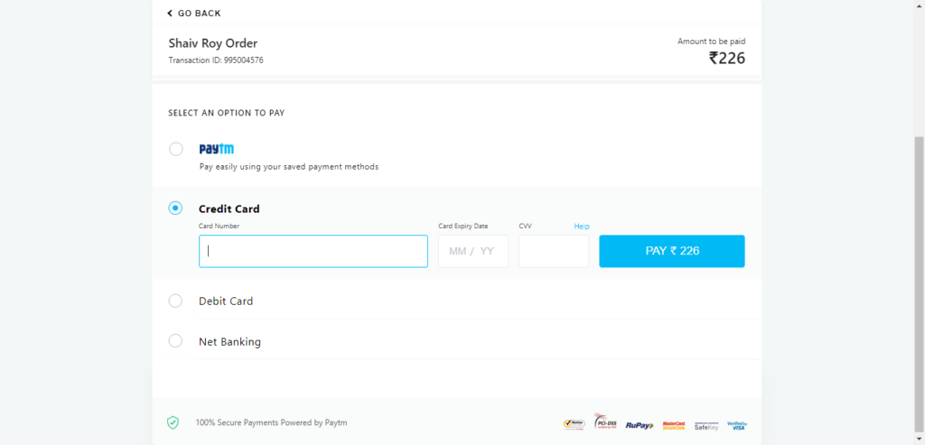 paytm payment page