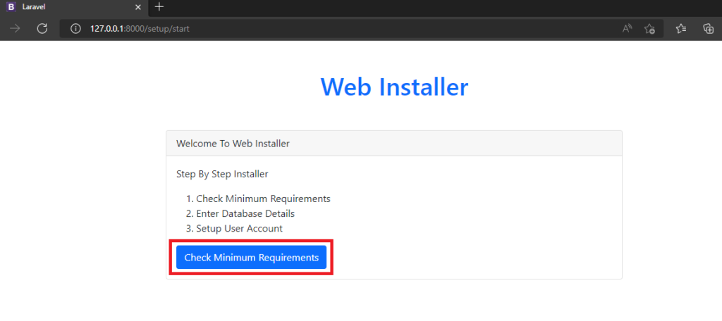 installer welcome page