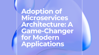 "Illustration of Microservices Architecture showing independent services communicating through APIs."